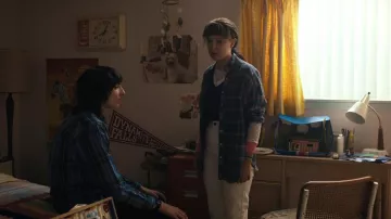 Plaid Flannel Blue Shirt worn by Eleven (Millie Bobby Brown) as seen in Stranger Things TV series wardrobe (Season 4 Episode 3)