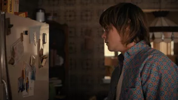 Geometric Printed Shirt worn by Jonathan Byers (Charlie Heaton) as seen in Stranger Things Outfits (Season 4 Episode 4)