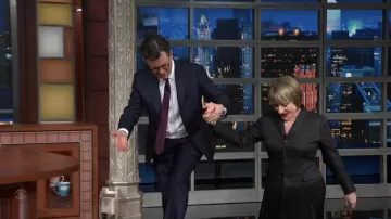 Black Suit Blazer Jacket worn by Patti LuPone as seen in The Late Show with Stephen Colbert