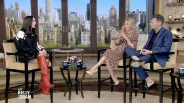 Red boots worn by Jennifer Connelly as seen in LIVE with Kelly and Ryan