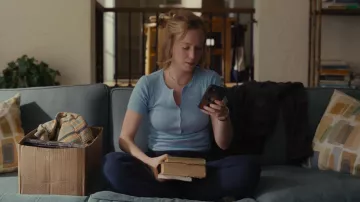 Blue Henley Top worn by Ava (Hannah Einbinder) as seen in Hacks TV show outfits (Season 2 Episode 8)