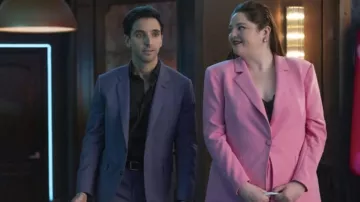 Pink Blazer Jacket worn by Kayla (Megan Stalter) as seen in Hacks TV show (S02E08)