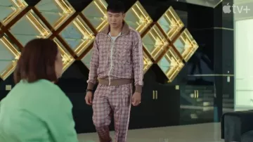 Plaid Pink Tracksuit worn by Nicholas (Joel Kim Booster) as seen in Loot TV series outfits (Season 1)