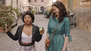 Leather jacket worn by Addie (Anjelika Washington) as seen in Love & Gelato movie