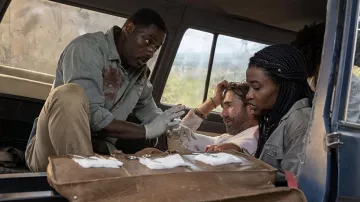 Denim Shirt worn by Dr. Nate Samuels (Idris Elba) as seen in Beast movie