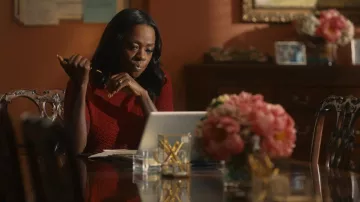 Red sweater worn by Michelle Obama (Viola Davis) as seen in The First Lady TV show wardrobe (Season 1 Episode 8)