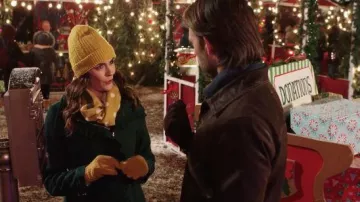 Brown leather jacket worn by Kevin Matthews (Steve Lund) as seen in Unlocking Christmas movie outfits