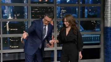 Black jumpsuit worn by Rosie Perez as seen in The Late Show with Stephen Colbert on June 7, 2022