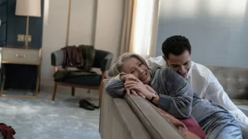 Round gold watch worn by Nancy Stokes (Emma Thompson) as seen in Good Luck to You, Leo Grande movie wardrobe