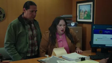 Green Sherpa Jacket worn by Terry Thomas (Michael Greyeyes) as seen in Rutherford Falls TV series wardrobe (Season 2 Episode 4)