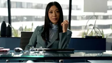 Silk blouse shirt worn by Claire Cormier (Brittany Ishibashi) as seen in Tom Swift (S01E05)