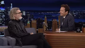 Leather blazer jacket worn by Mo Willems as seen in The Tonight Show Starring Jimmy Fallon