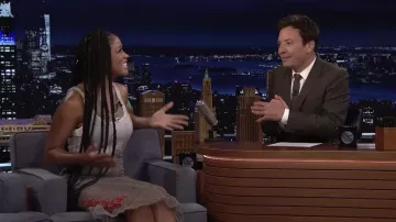 Falda bordada usada por Keke Palmer como se ve en The Tonight Show Starring Jimmy Fallon