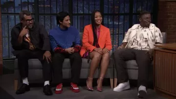 Chaqueta Blazer naranja usada por Keke Palmer como se ve en Late Night with Seth Meyers