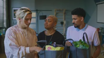 Tie and dye crewneck worn by Jake (Dylan Sprouse) in My Fake Boyfriend