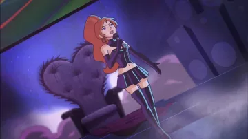Daphne's outfit when she sings with the Hex Girls in Scooby Doo, Mystery Associates (Season 1 Episode 7)