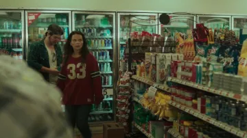 33 Red Jersey Top worn by Sally (Juliette Binoche) as seen in Paradise Highway movie