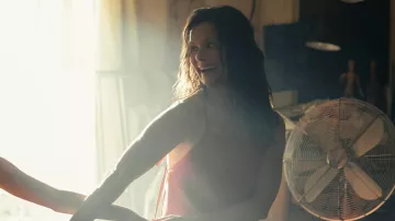 Red open back jumpsuit with spaghetti strap ties worn by Lucia (Florencia Lozano) in Keep Breathing TV show (S01E05)