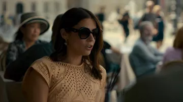 Prada Hexagon Sunglasses worn by Angela (Lorenza Izzo) as seen in Confess, Fletch outfits