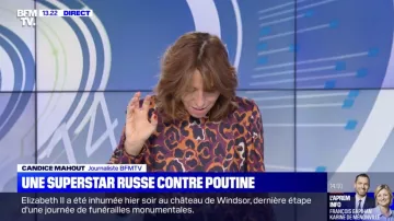 La blouse imprimée portée par Candice Mahout dans l'émission Le déj de l'info sur BFM TV