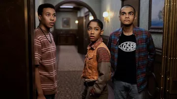 Orange Sleeveless denim jacket worn by Iman Benson in The Midnight Club TV series outfits (Season 1)