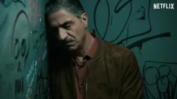 Brown Suede Jacket worn by Simon Abkarian in Notre-Dame TV series (Season 1)