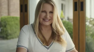 V-Neck top worn by Karen Calhoun (Jennifer Coolidge) as seen in The Watcher Tv show (Season 1)