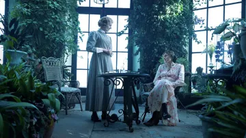 Boots worn by Lady Constance Chatterley (Emma Corrin) as seen in Lady Chatterley’s Lover