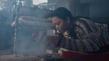 Knit cardigan worn by Diana (Chai Fonacier) as seen in Nocebo movie wardrobe