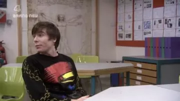 Printed Sweater worn by Chris (Joe Dempsie) in Skins TV series outfits (Season 1 Episode 7)