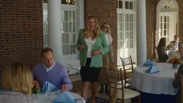 Plaid Green Blazer Jacket worn by Karen Calhoun (Jennifer Coolidge) as seen in The Watcher (S01E02)