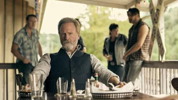 Striped vest worn by Corbell Pickett (Louis Herthum) as seen in The Peripheral Outfits (Season 1 Episode 3)