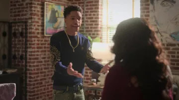 Navy Blue Versace Crewneck Sweater worn by Rigo Octavio (Terrence Green) as seen in Step Up: High Water TV show wardrobe (Season 3 Episode 4)