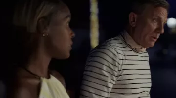 Striped t-shirt worn by Benoit Blanc (Daniel Craig) as seen in Glass Onion: A Knives Out Mystery movie