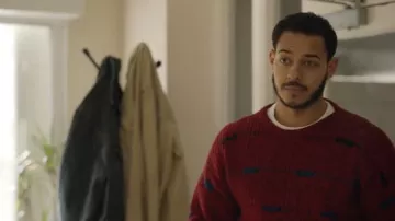 Red sweater worn by Matthew Claffin (Daryl McCormack) as seen in Bad Sisters TV series  (Season 1 Episode 10)