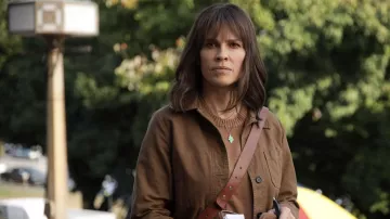 Brown Canvas Jacket worn by Eileen Fitzgerald (Hilary Swank) as seen in Alaska Daily TV show wardrobe (S01E06)