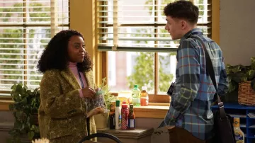 Blue plaid shirt worn by Jacob Hill (Chris Perfetti) as seen in Abbott Elementary TV series (S02E09)