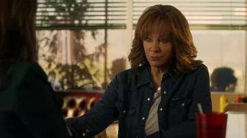 Wrangler denim shirt worn by Sunny Barnes (Reba McEntire) as seen in Big Sky TV series outfits (Season 3 Episode 9)
