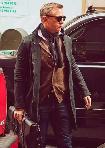 Long Zip Trench Coat worn by Daniel Craig on the Instagram account of @danielcraigofflcial_