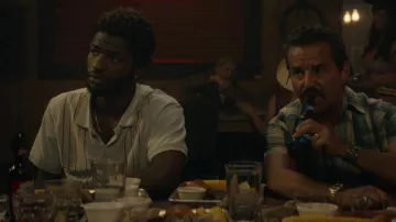 Striped polo shirt worn by Tyson (Jay Will) as seen in Tulsa King Wardrobe (Season 1 Episode 6)