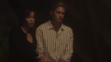 Striped shirt worn by James (Alexander Skarsgård) as seen in Infinity Pool movie wardrobe