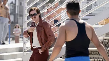 Veste en cuir marron vintage portée par Paul Snider (Dan Stevens) comme on le voit dans Welcome to Chippendales Wardrobe (S01E01)