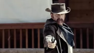 Cowboy hat in brown worn by Colton Briggs (Nicolas Cage) as seen in The Old Way movie