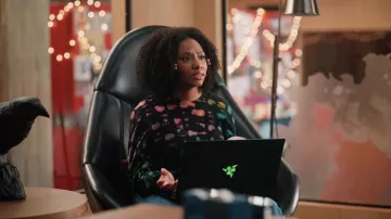 Printed crewneck sweater worn by Dana (Imani Hakim) as seen in Mythic Quest (S03E08)