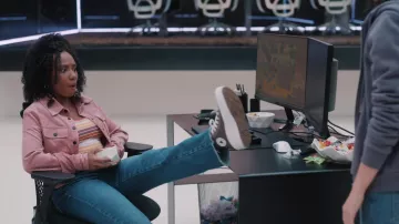 Pink corduroy jacket worn by Dana (Imani Hakim) as seen in Mythic Quest TV series (S03E09)