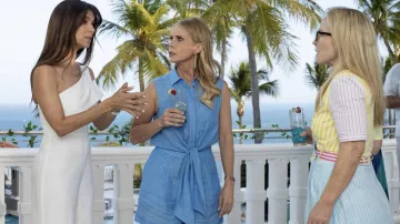 Striped dress worn by Rachael Harris as seen in Fantasy Island outfits (Season 2 Episode 1)