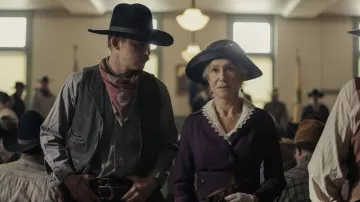 Purple dress worn by Cara Dutton (Helen Mirren) as seen in 1923 Wardrobe (Season 1 Episode 4)