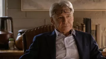 Wool Navy Blue Blazer worn by Paul Rhoades (Harrison Ford) as seen in Shrinking TV series outfits (Season 1)
