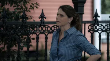 Striped shirt worn by Det. Nancy Costello (Amy Landecker) as seen in Your Honor wardrobe (S02E02)