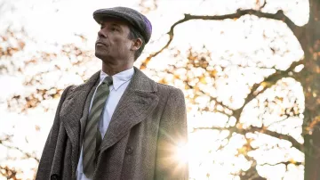 Wool coat worn by Kim Philby (Guy Pearce) as seen in A Spy Among Friends TV series outfits (Season 1)